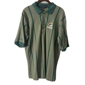 green bay packers medium green polo antigua Short Sleeve Collared Stripes Mens
